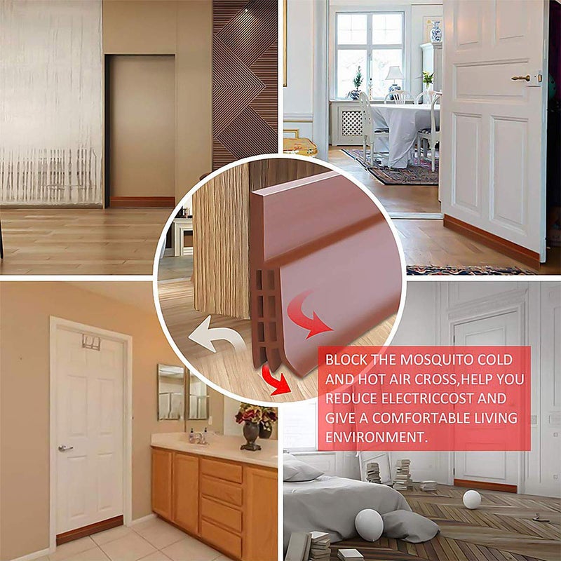 Suptikes 2 Pack Door Draft Stopper Under Door Seal for Exterior/Interior Doors, Door Sweep Strip Under Door Draft Blocker, Soundproof Door Bottom Weather Stripping, 2" W x 39" L, Brown - Image 5